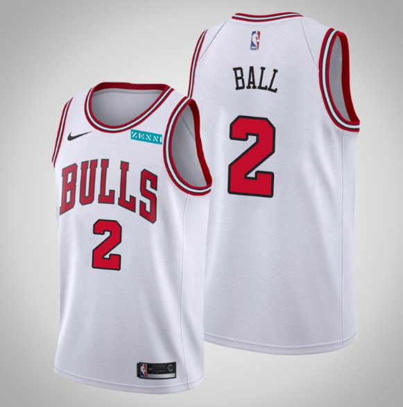 Men's Chicago Bulls #2 Lonzo Ball White Stitched Basketball Jersey Men's Chicago Bulls #2 Lonzo Ball White Stitched Basketball Jersey